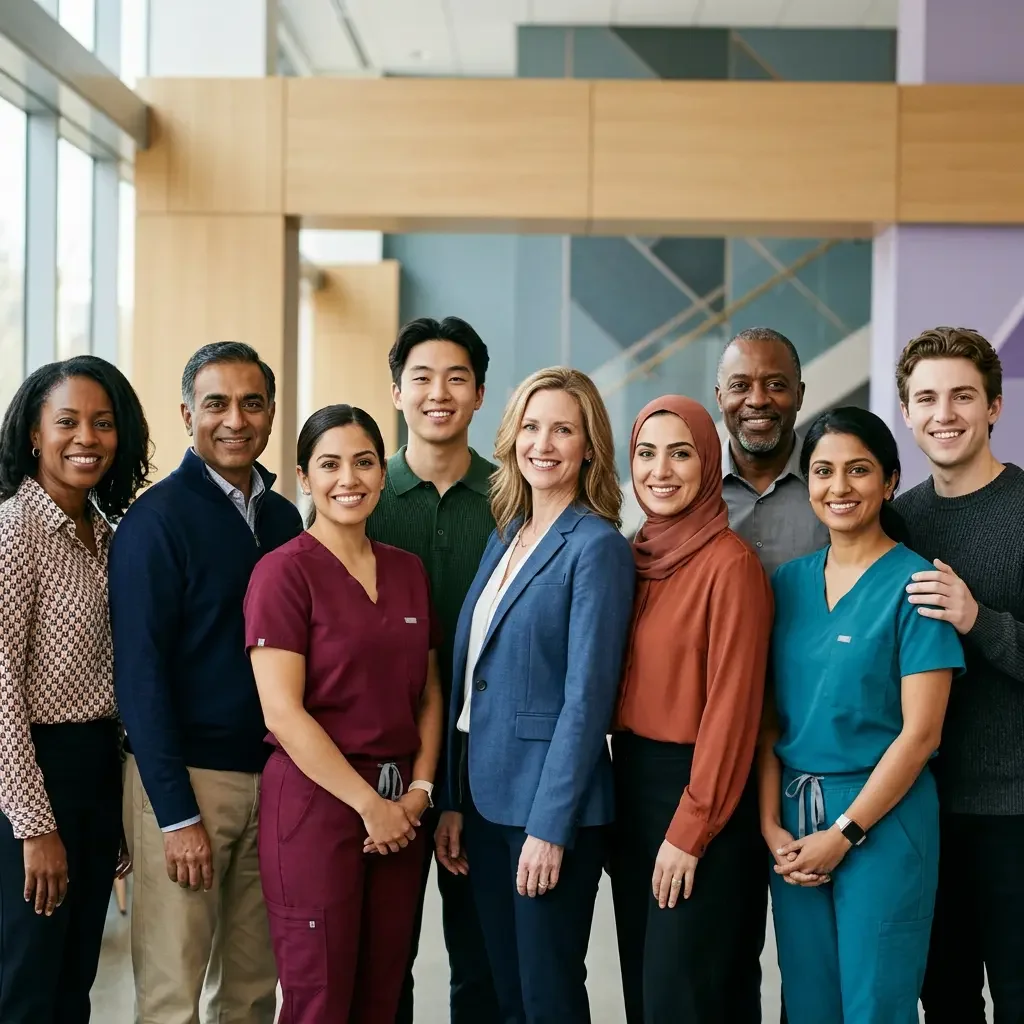 Diverse group of healthcare professionals representing a multidisciplinary women's health community committed to evidence-based education and collaboration.
