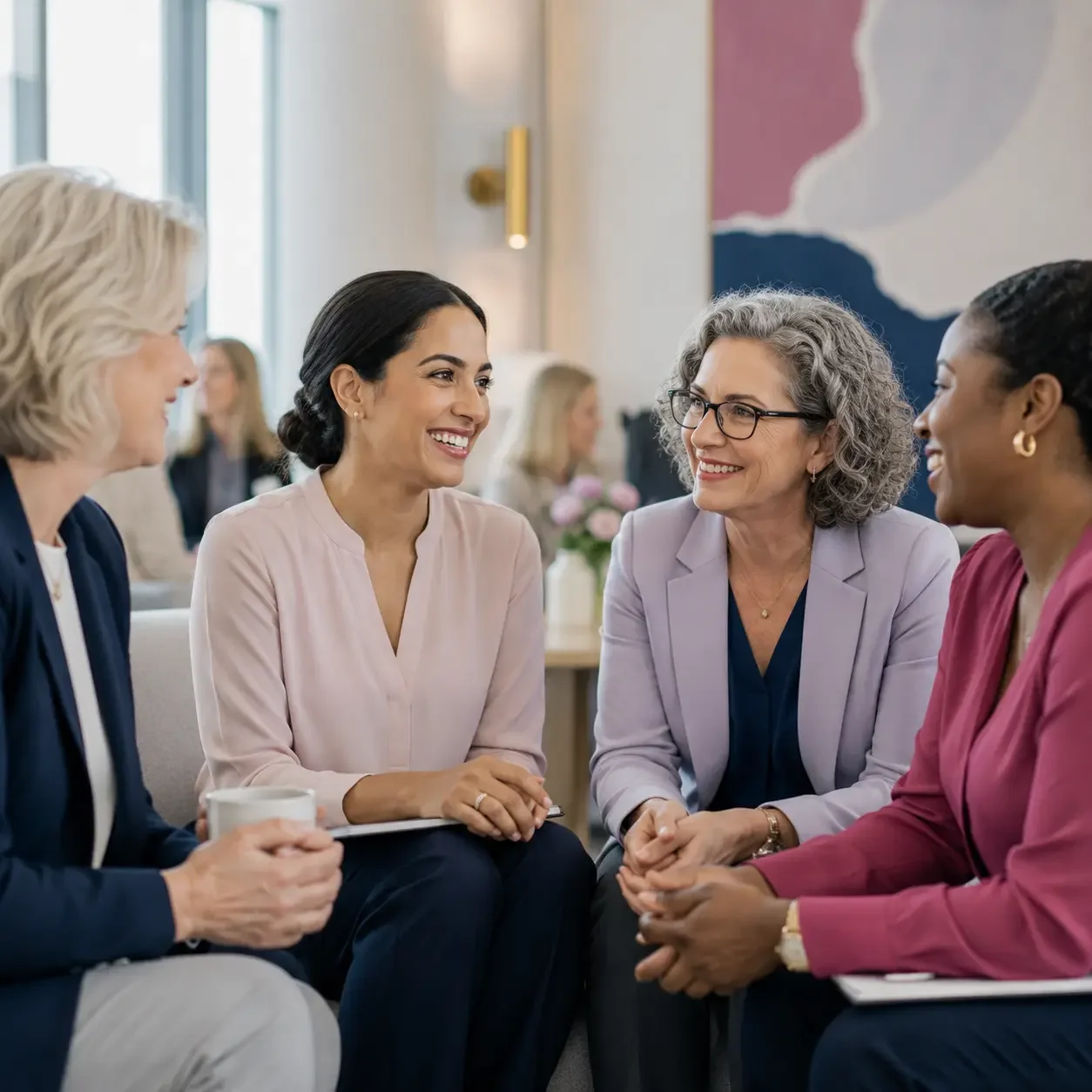 Healthcare professionals connecting through discussion and lifelong learning as part of HERmedicine's evidence-based education community.