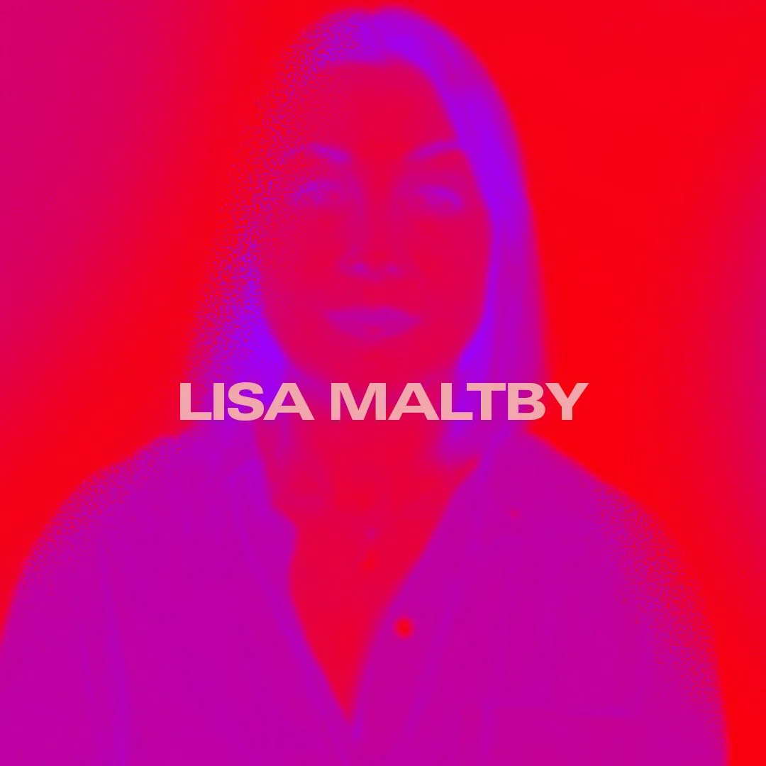 Colorful, abstract portrait of Lisa Maltby with her name overlayed.