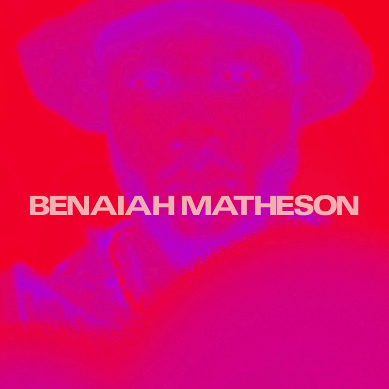 Colorful abstract background with the text 'Beniah Matheson' in bold pink letters