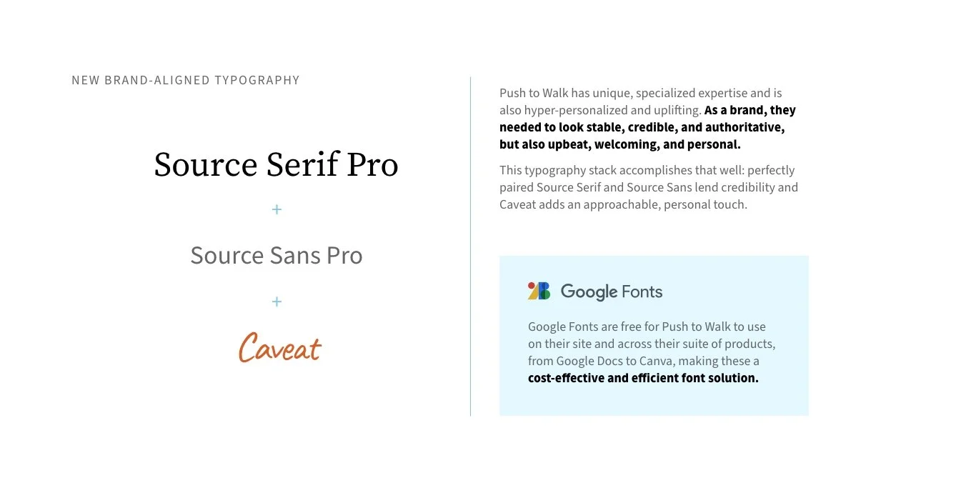 Push to Walk's refreshed typography design added credibility as well as approachability.
