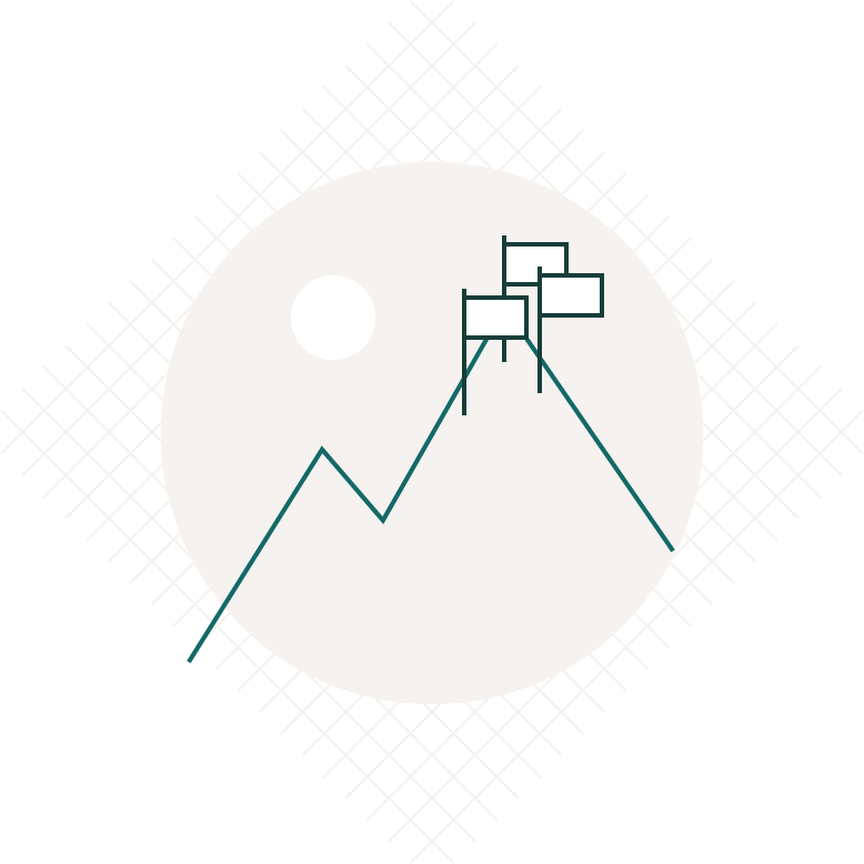An illustration by Jessica Vergano depicting a mountain with several flags at the peak, representing achieved objectives