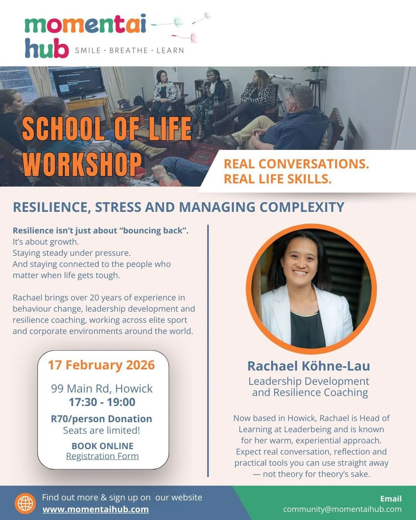 Our School of Life workshops kick off this month, with our first one next week on Tuesday evening.

Who better to kick off the year with, than our very own director, Rachael, as our first guest speaker 😀 

The betterment of ourselves is central to o