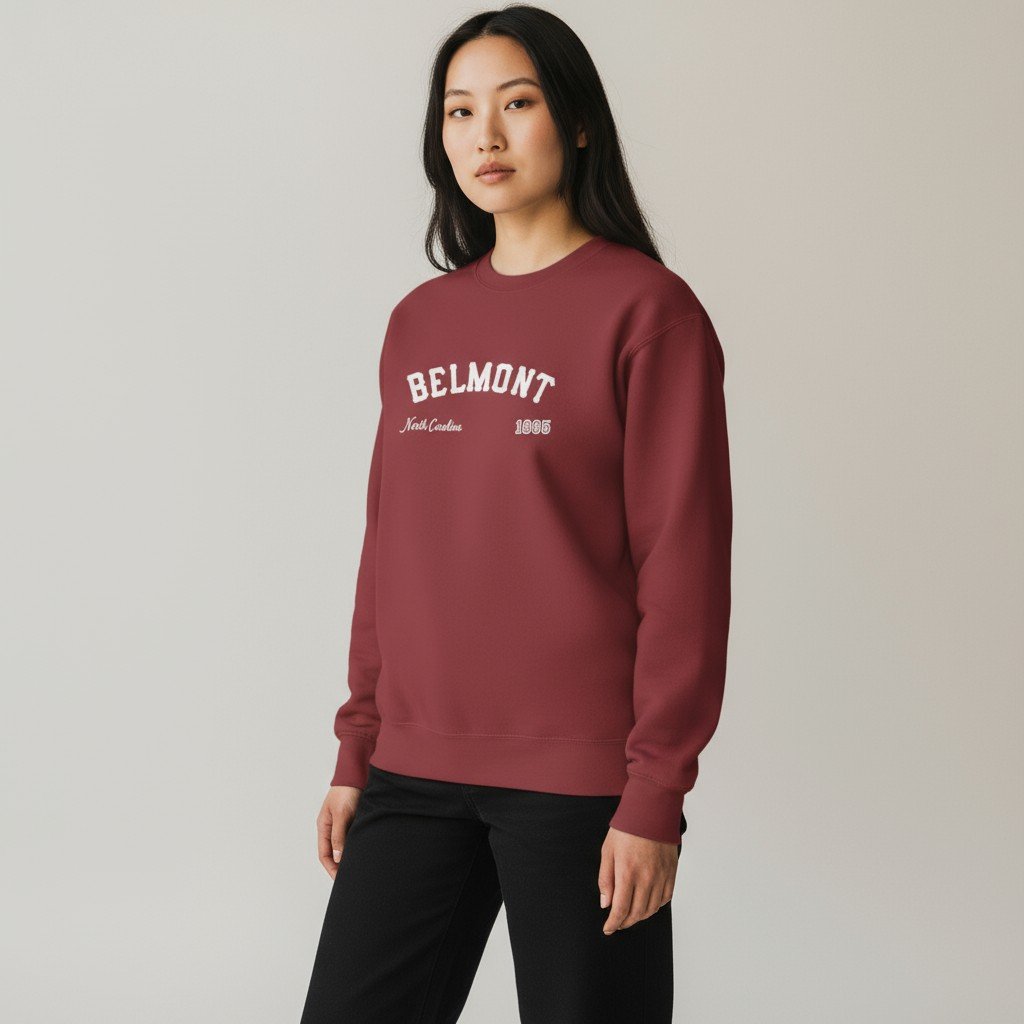Vintage style Belmont crewneck sweatshirt.