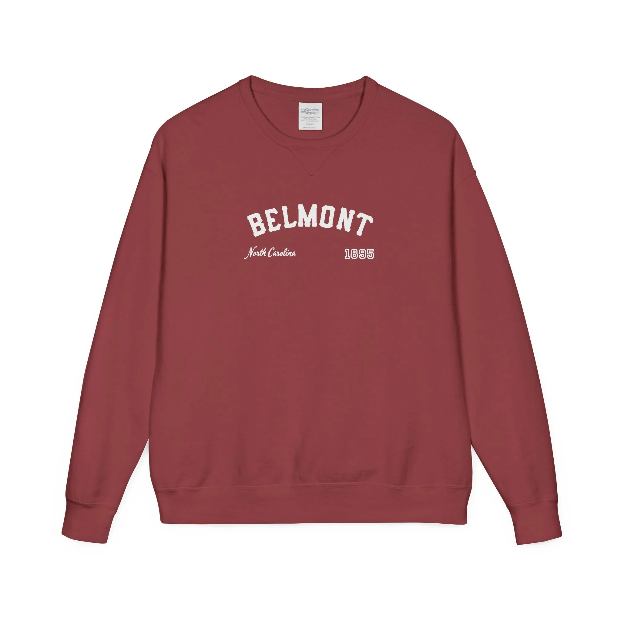 Vintage style Belmont crewneck sweatshirt.