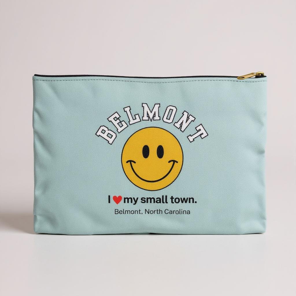 Smiley I ♥ Belmont - Dusty Blue Accessory Pouch (2 Sizes)