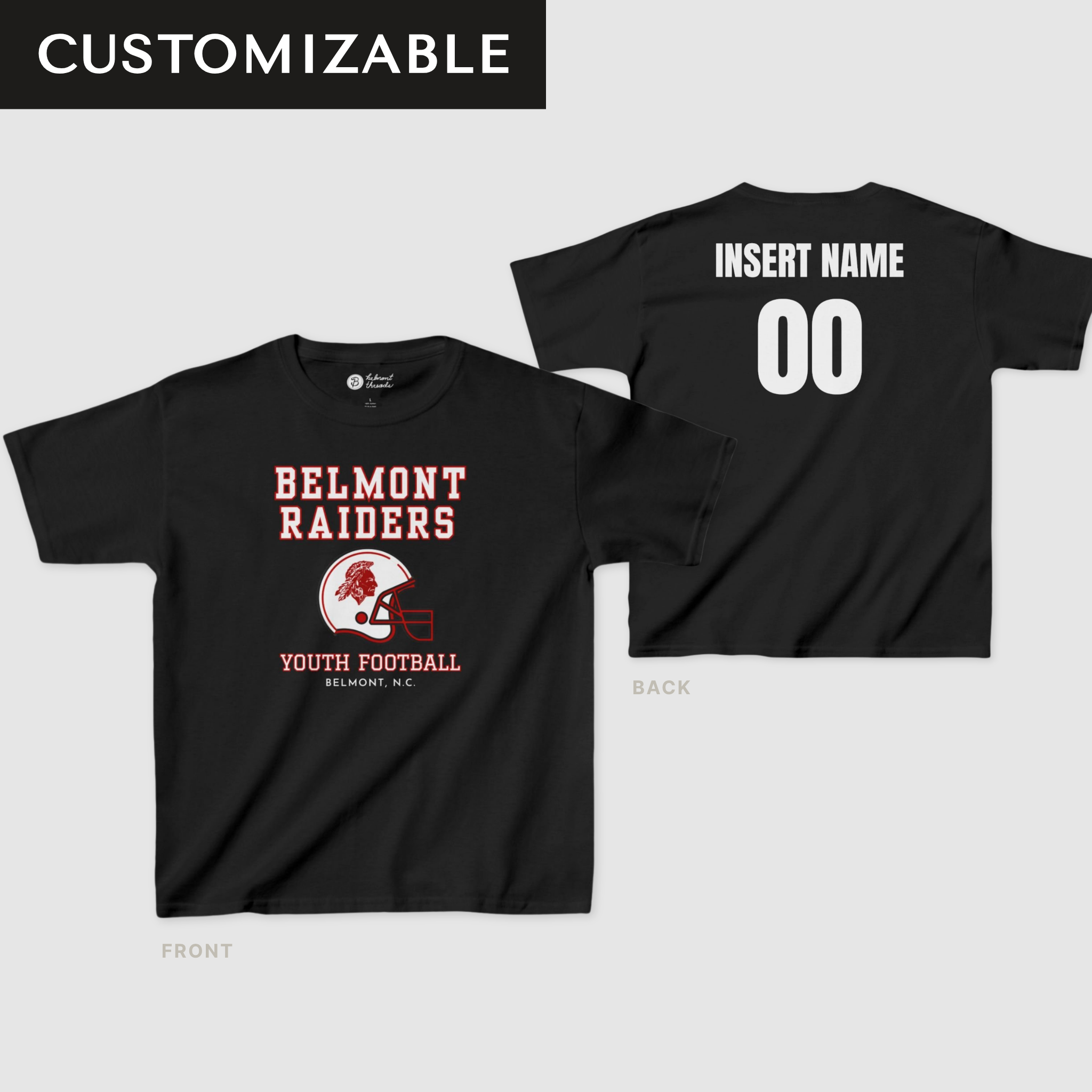 Belmont Raiders Youth Football - Kids Heavy Cotton™ T-Shirt ★ Customizable ★