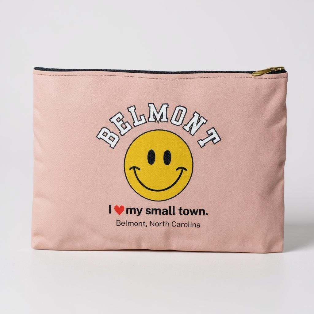 Smiley I ♥ Belmont - Peach Accessory Pouch (2 Sizes)