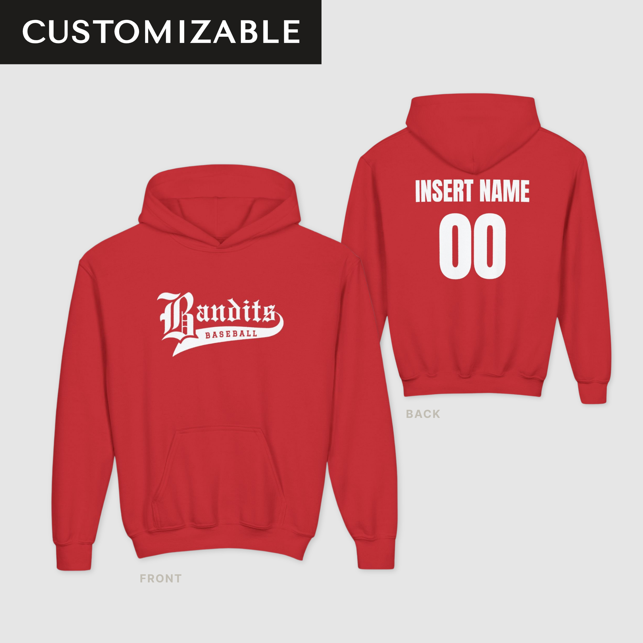 Belmont Bandits Baseball Youth Hoodie ★ Customizable ★