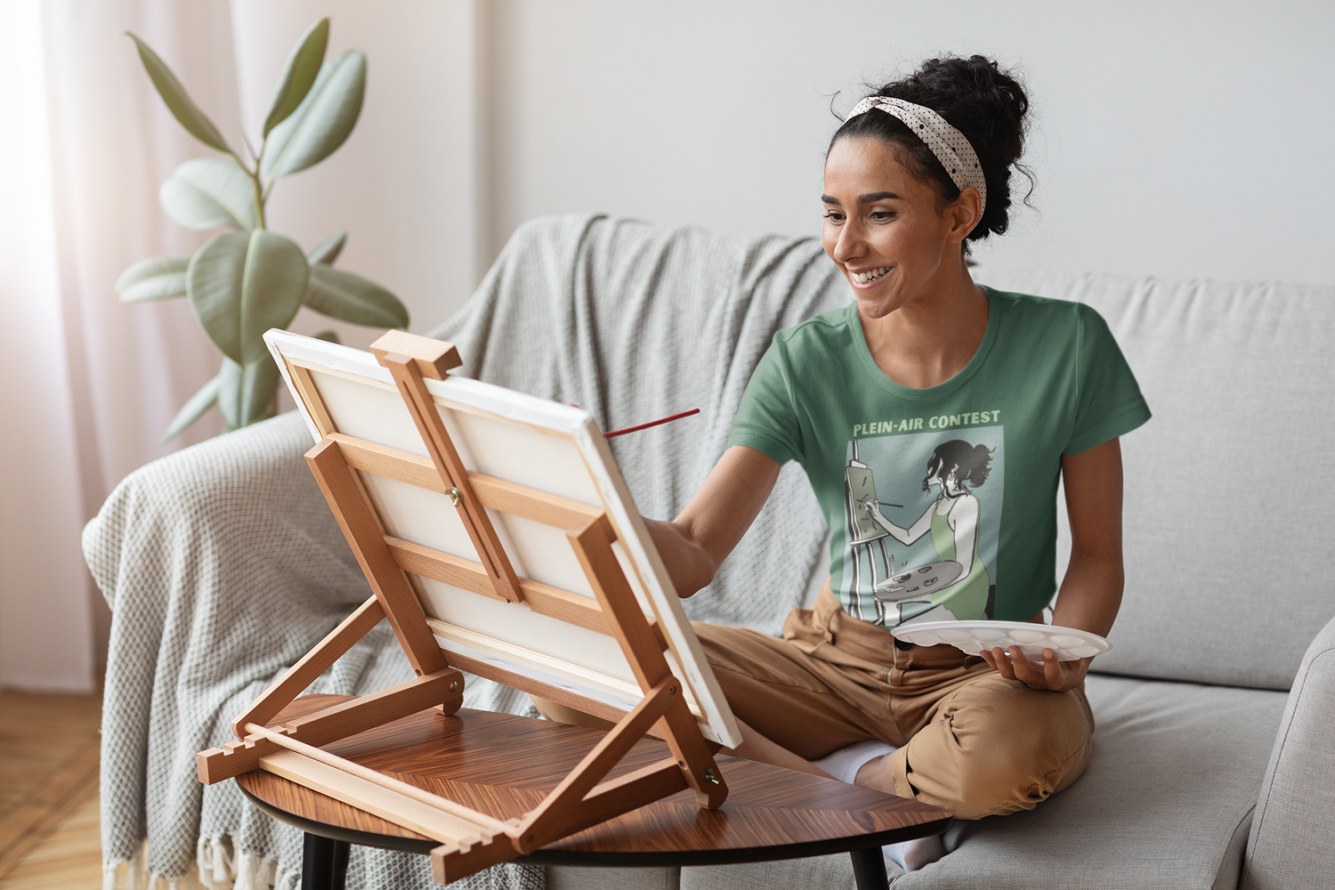 Painting Girl - Garibaldi Festival - Unisex Garment-Dyed T-shirt - Green Design