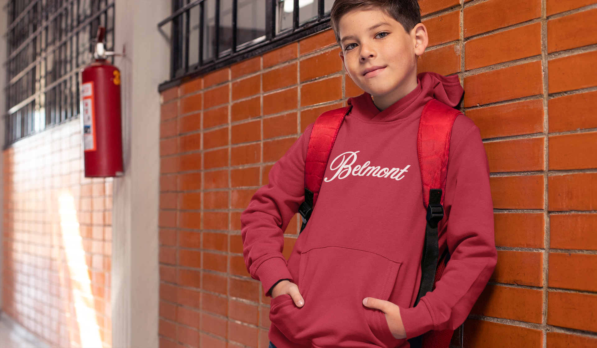 Belmont Youth Heavy Blend Hooded Sweatshirt, Red