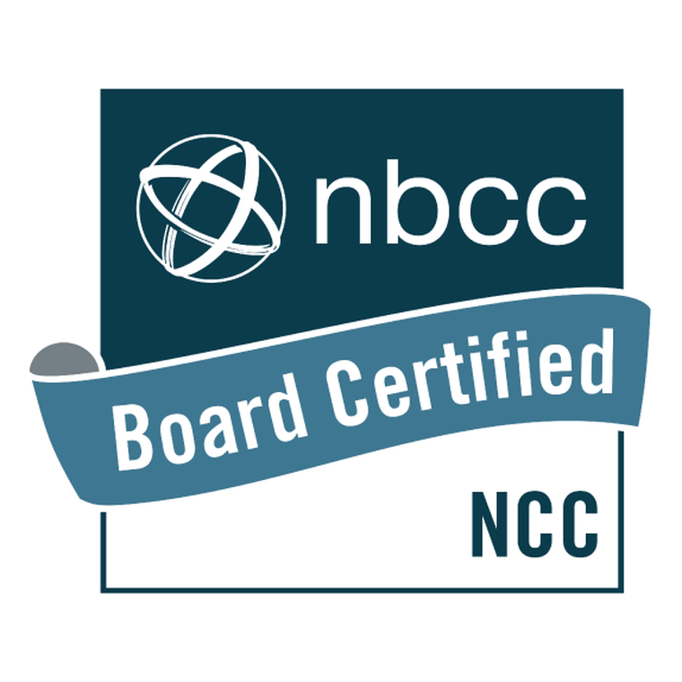 For this badge, since it's now a linked, verifiable credential, I'd write it as: "National Certified Counselor (NCC) badge, verified credential issued by the National Board for Certified Counselors