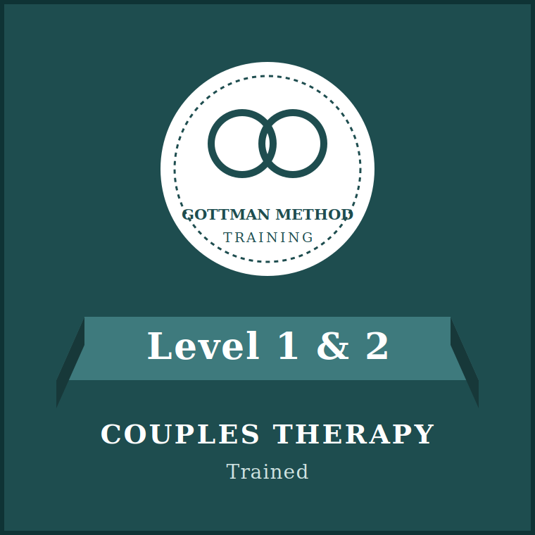 "Gottman Method Level 1 and 2 training badge, couples therapy