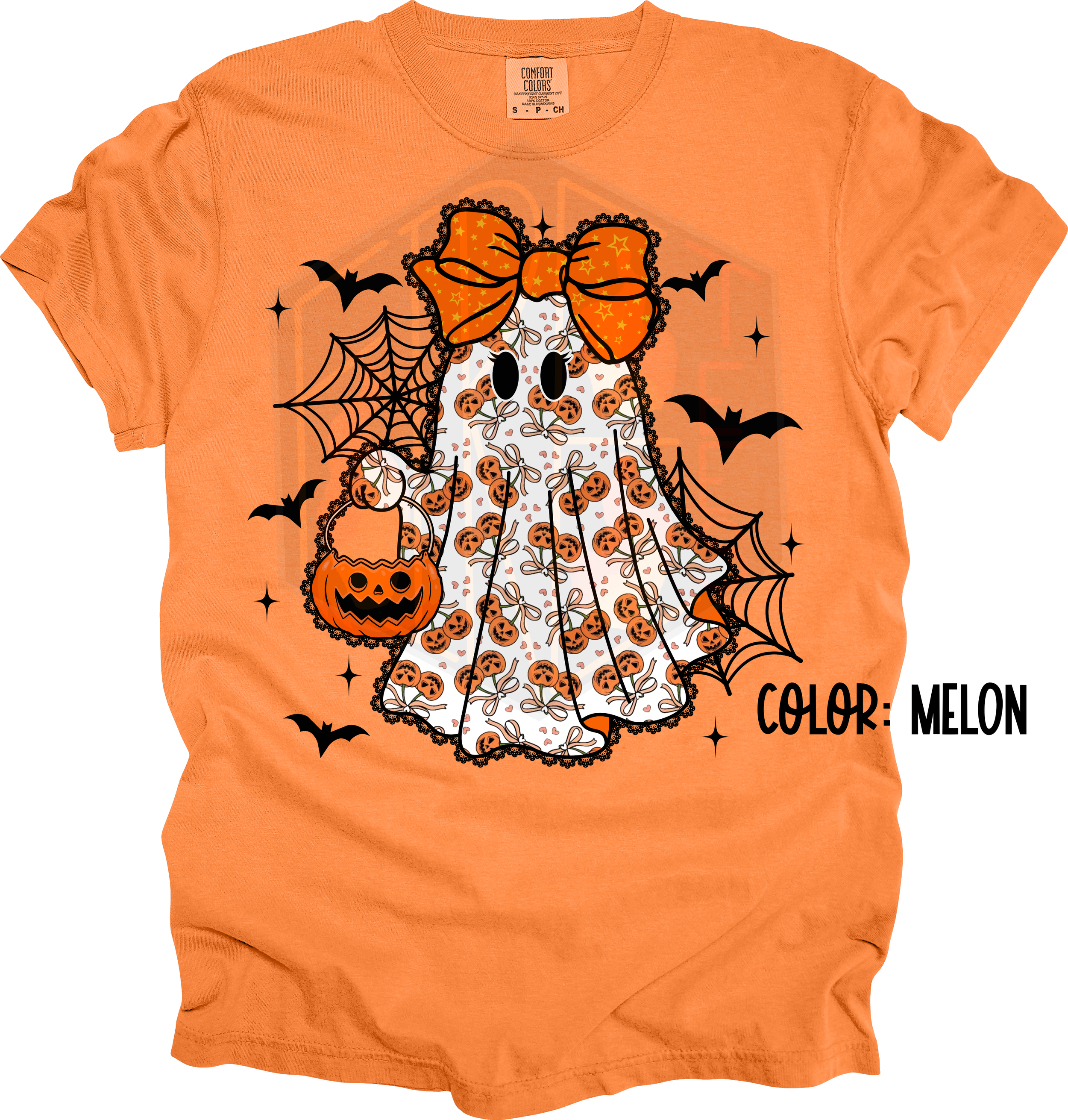 Girl Pumpkin Ghost Comfort Color T-Shirt