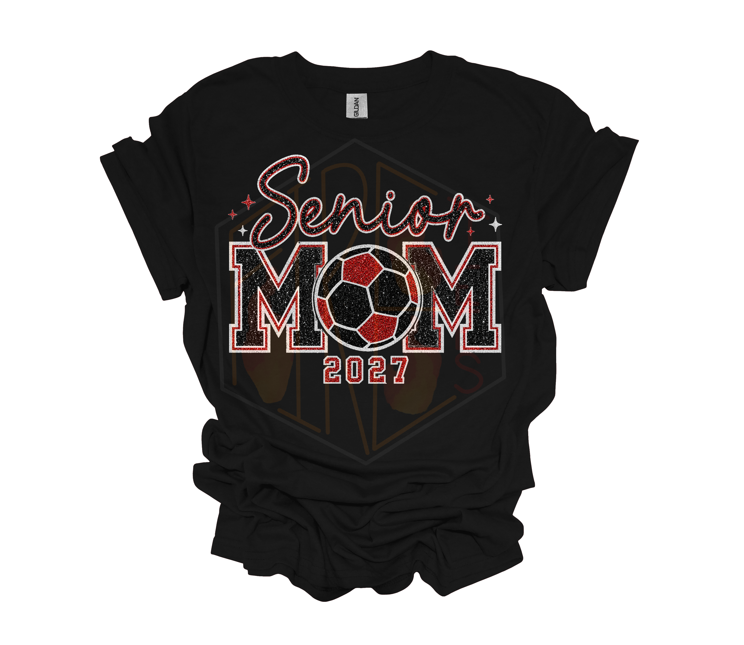 Highland Glitter Senior Mom Soccer T-Shirt
