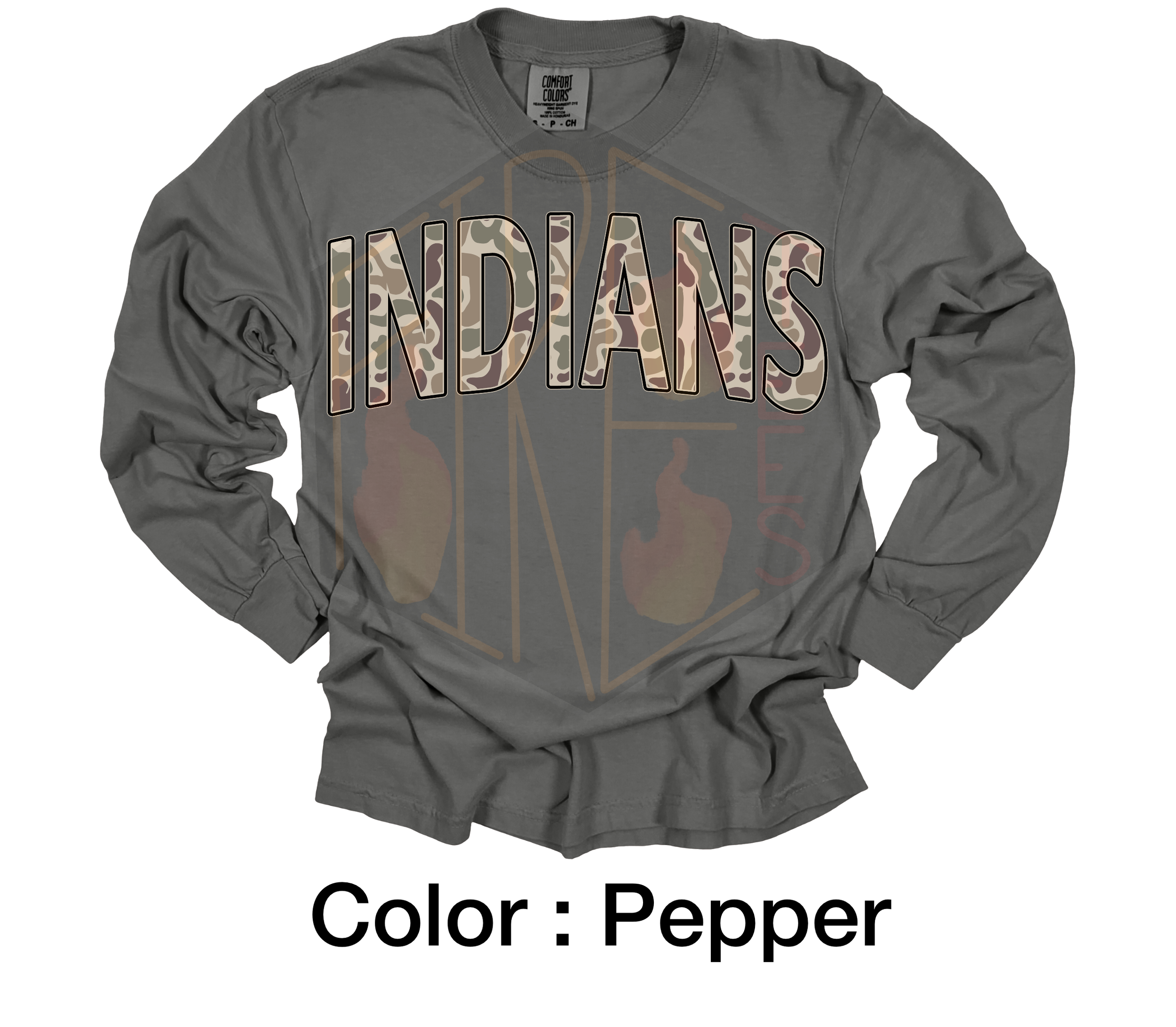 Camo Indians Comfort Colors Longsleeve