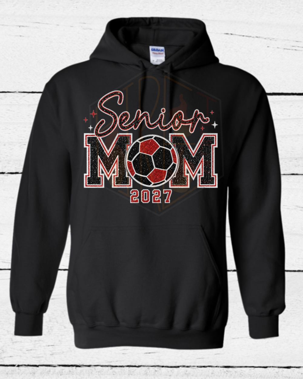 Highland Glitter Senior Mom Soccer Hoodie