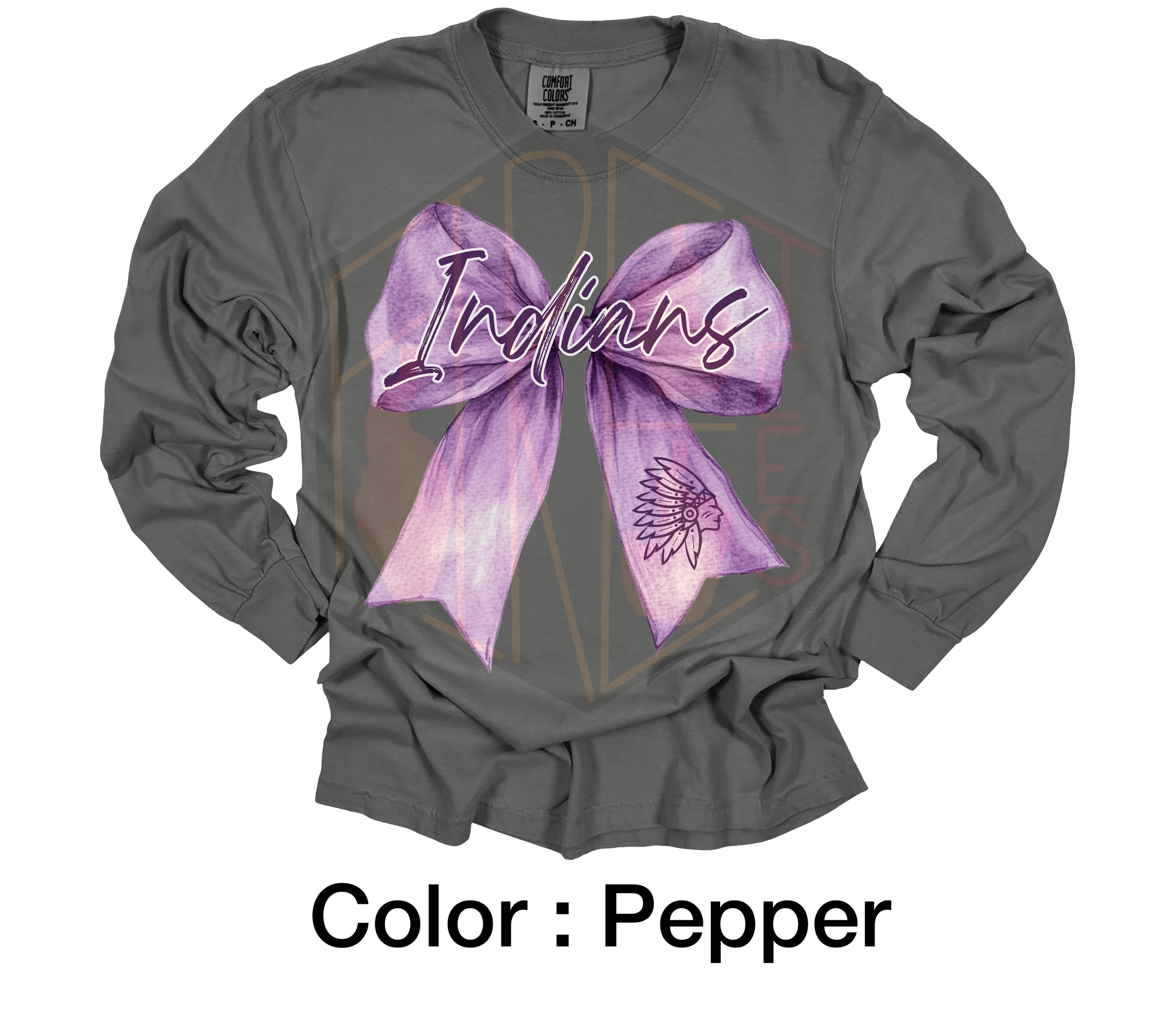 Purple Bow Indian Comfort Colors Crewneck