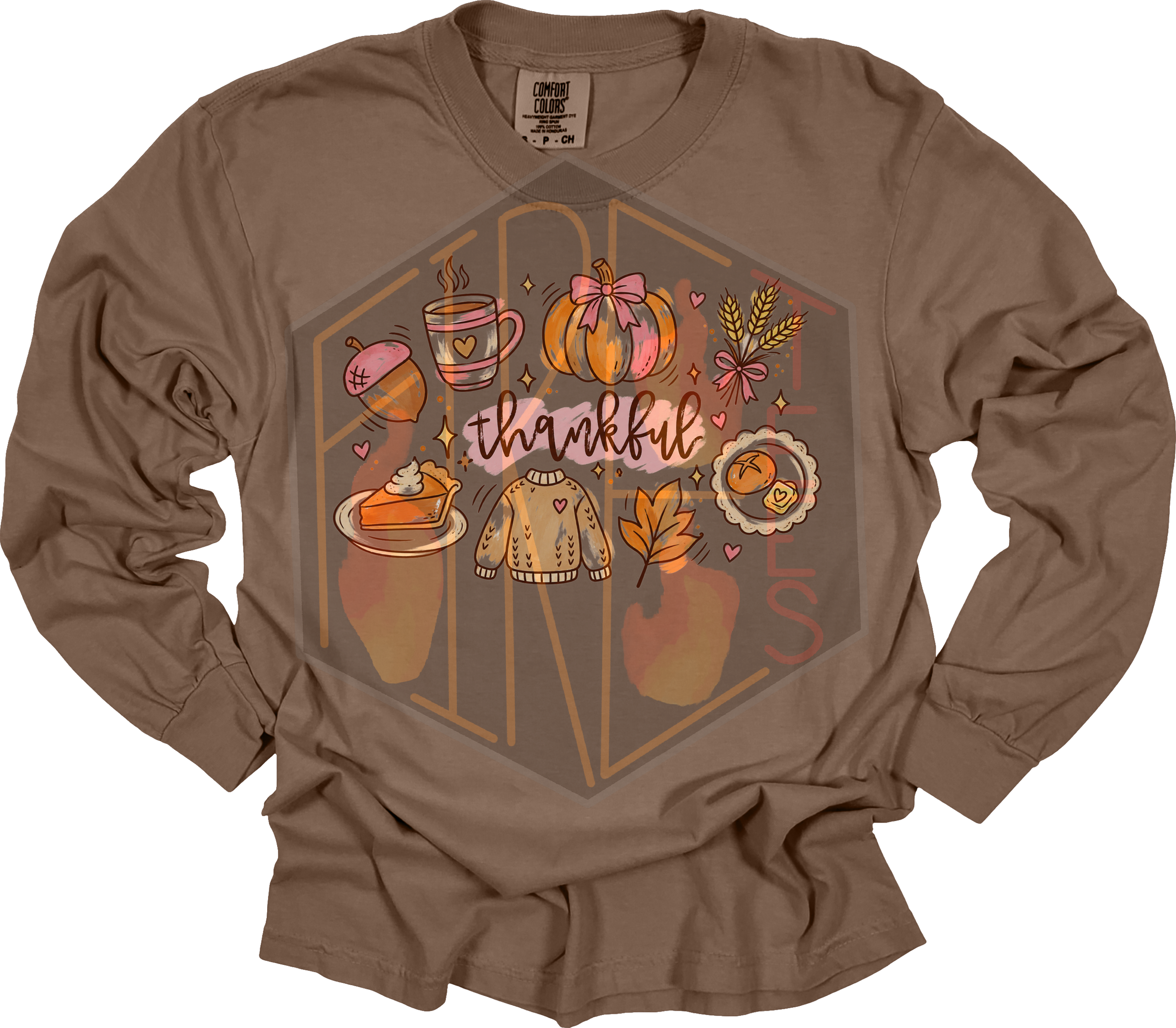 Thankful Doodle Comfort Colors Long Sleeve