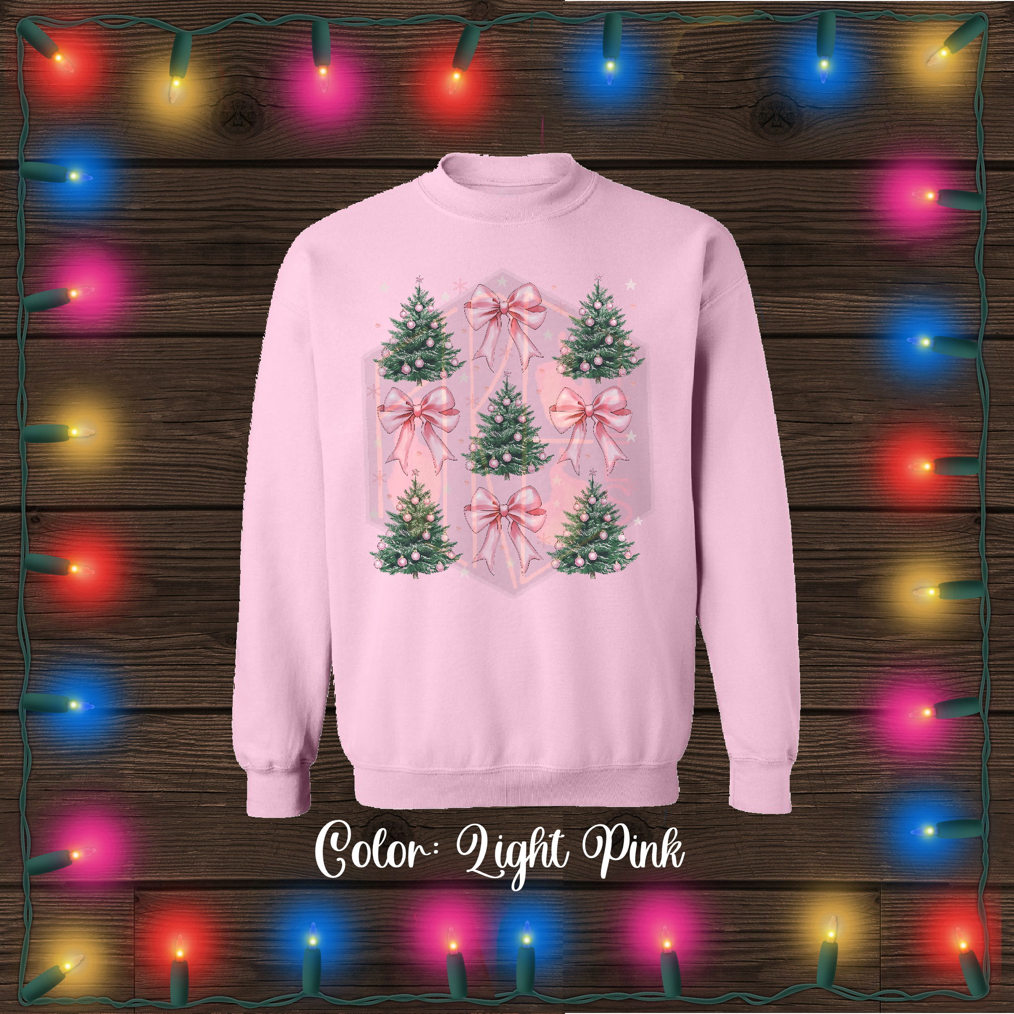Christmas Trees and Bows Crew Neck