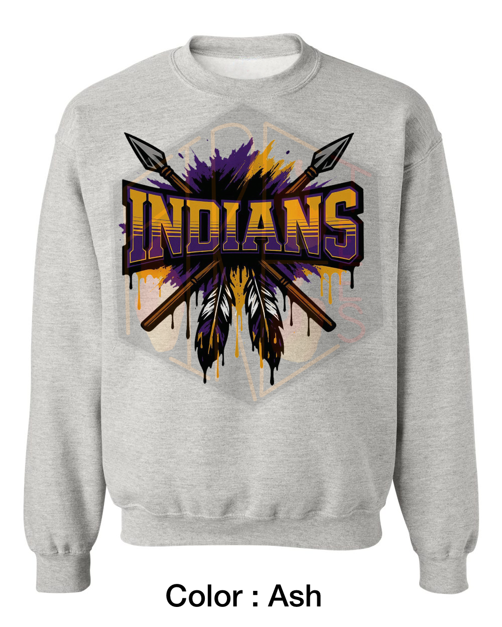 Indians Purple and Gold Gildan Crewneck