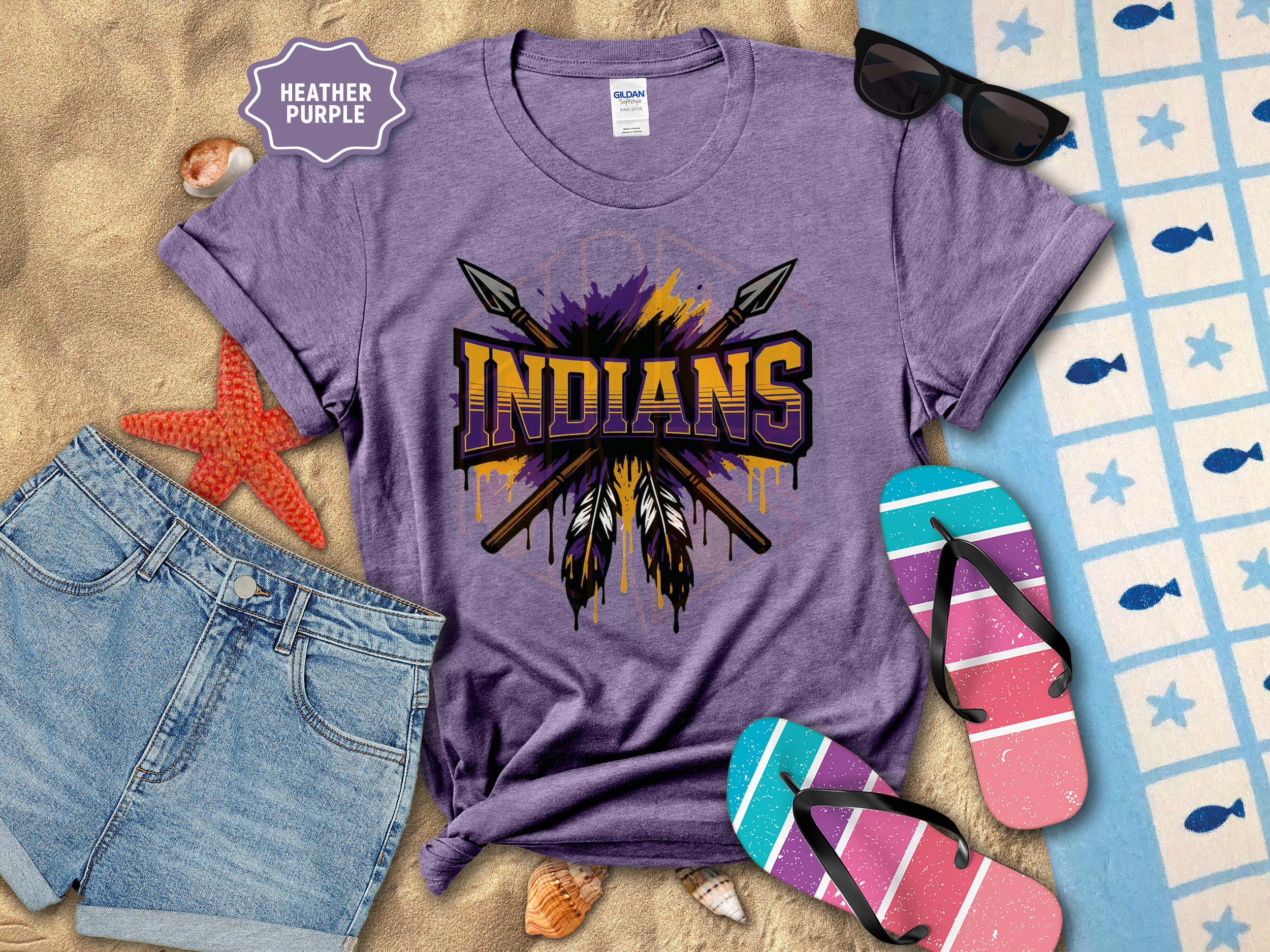 Indians Purple Gold Gildan T-Shirt