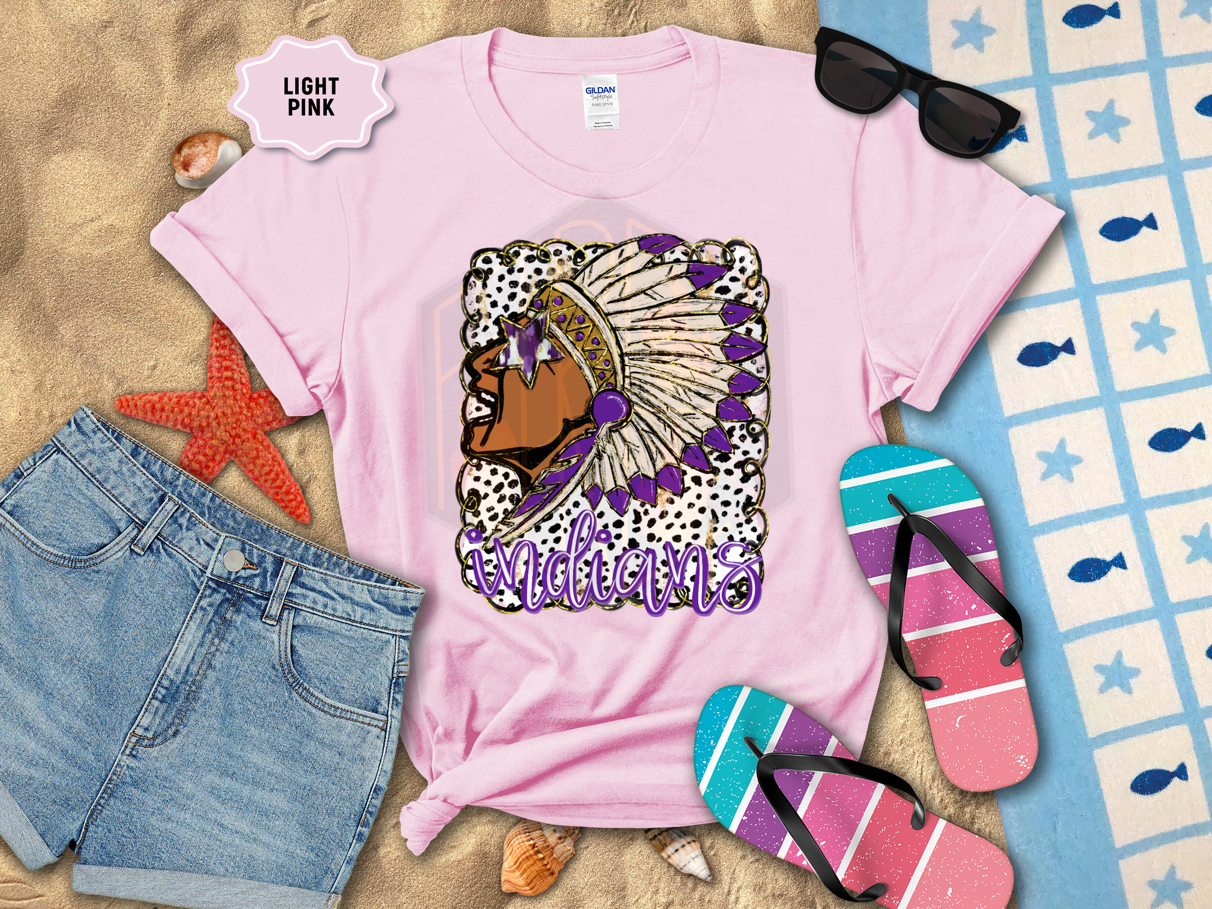 Polka Dot Indian Gildan T-Shirt