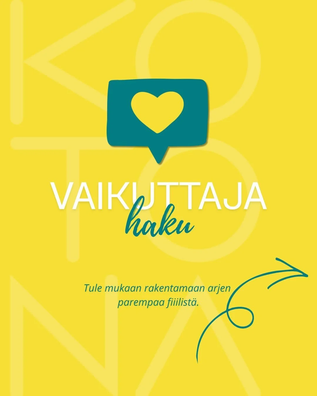 VAIKUTTAJAKSI KOTONA LAHTI -Tapahtumaan?🌟

Haluatko olla mukana luomassa inspiroivaa, el&auml;myksellist&auml; ja hyv&auml;&auml; fiilist&auml; huokuvaa tapahtumaa?

Etsimme nyt vaikuttajia mukaan KOTONA Lahti -tapahtumaan!

KOTONA on kotoilun ja ko