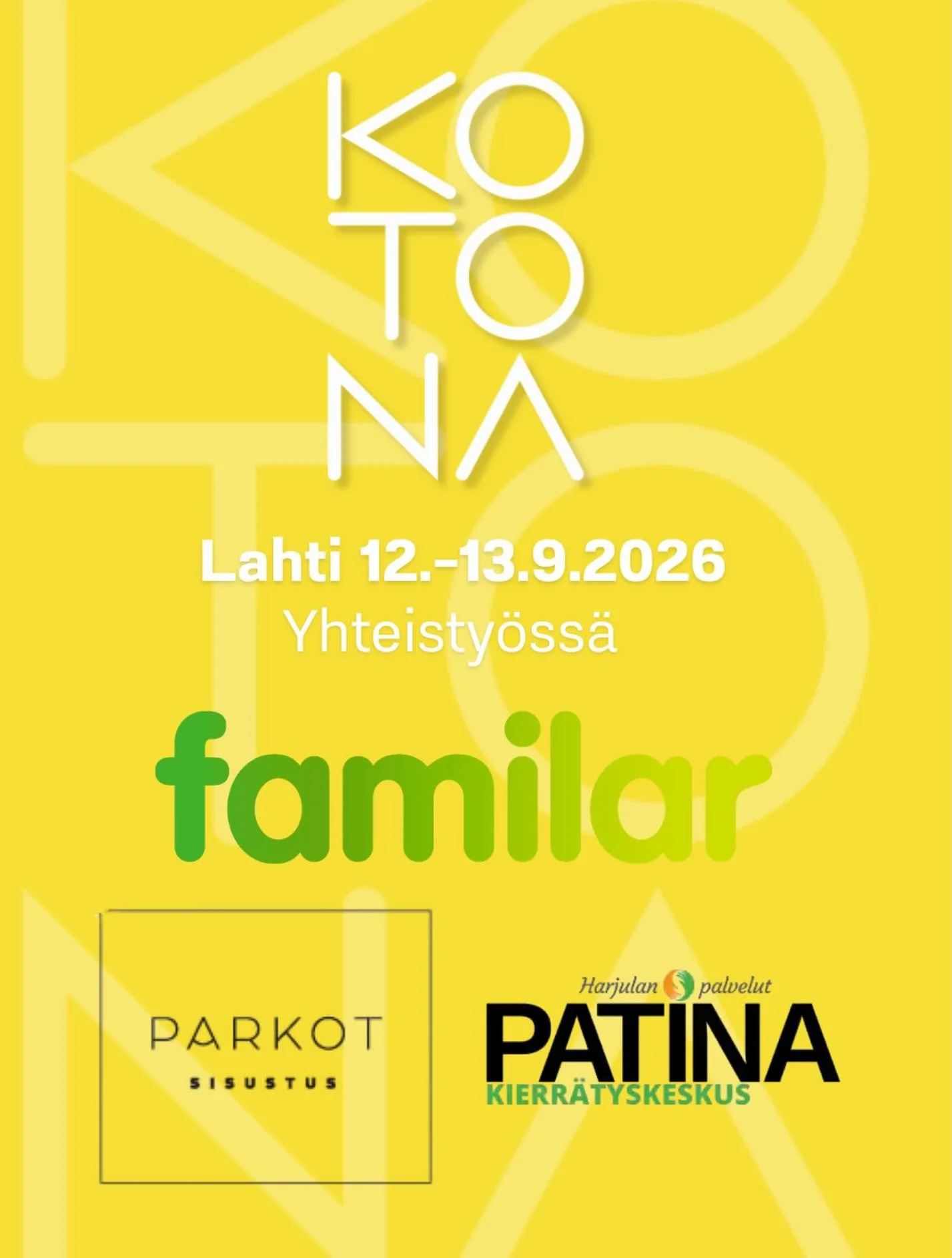 Ensimm&auml;iset yhteisty&ouml;tahot KOTONA Lahti 12.-13.9.2026 @familaroy @kierratyskeskuspatina @sisustussuunnittelu.parkot. 💛 Tulee ihan superohjelmaa.😍 T&auml;n&auml;&auml;n my&ouml;s pieni tempaus tehty Lahdessa josta lis&auml;&auml; hetken p&