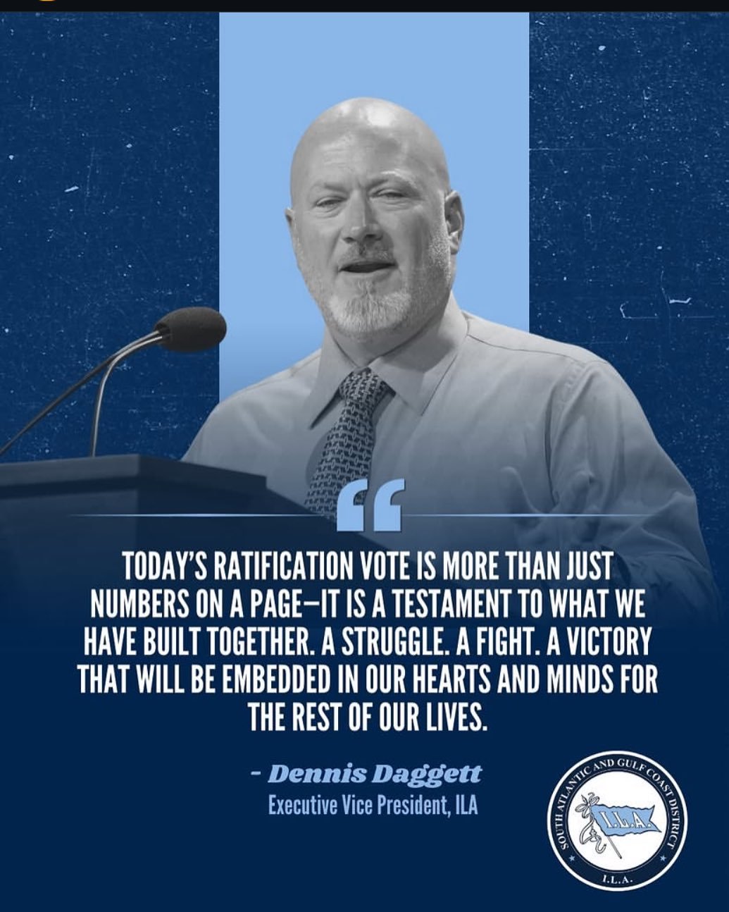 A heartfelt thank you to Harold Daggett, Dennis Daggett, and the entire ILA for your unwavering hard work, dedication, and leadership. Your tireless efforts have paved the way for this accomplishment, and we are grateful for everything you&rsquo;ve d