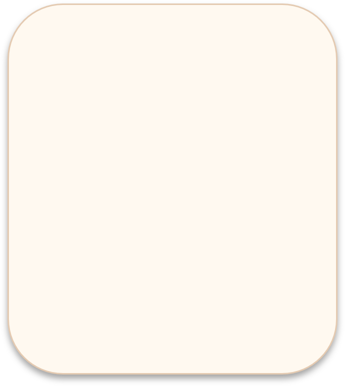 A blank, off-white rectangular notepad with rounded corners and a thin brown border.