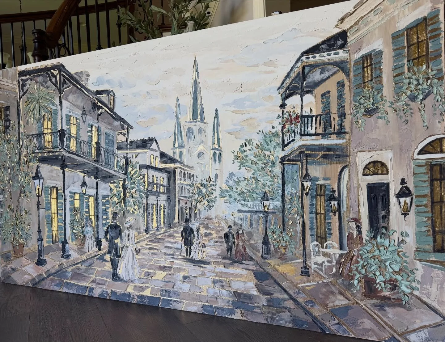 This is it&hellip; ✨
Here is the &ldquo;painting of the show&rdquo; for this year&rsquo;s solo show in June, measuring a whopping 72x40!!!
Let me just say&hellip; I&rsquo;m. In. Love.
&bull;
A step back in time.
A street still echoing with stories.
A