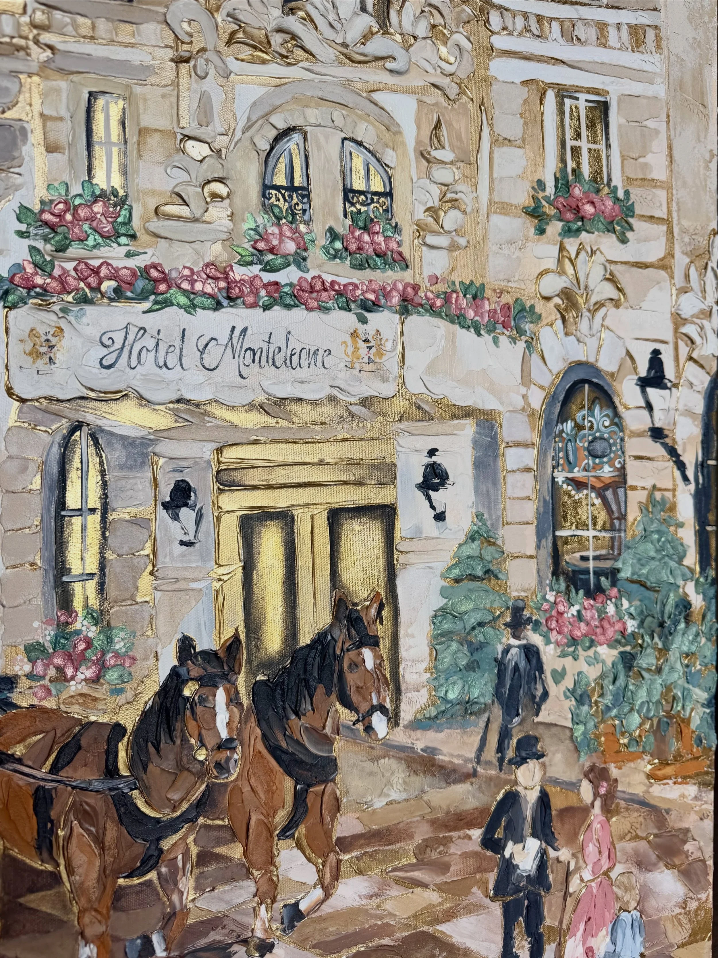 The lights are glowing, the horses are waiting, &amp; guests are arriving for an evening in old New Orleans&hellip;
&bull;
&bull;
Come back in time with us and see this original in person NEXT SATURDAY (6/13) at the show, &ldquo;Avant Tout, New Orlea