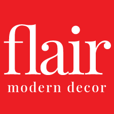 Flair Modern Decor logo on a red background