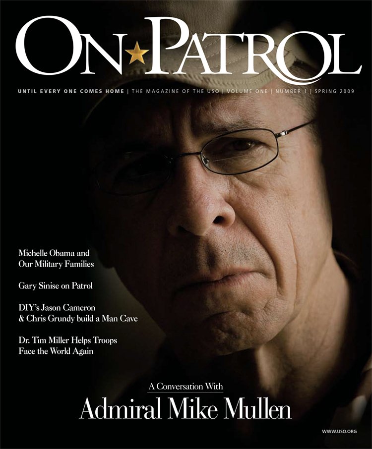 USO On Patrol magazine logo and design by Glenn Gemmell