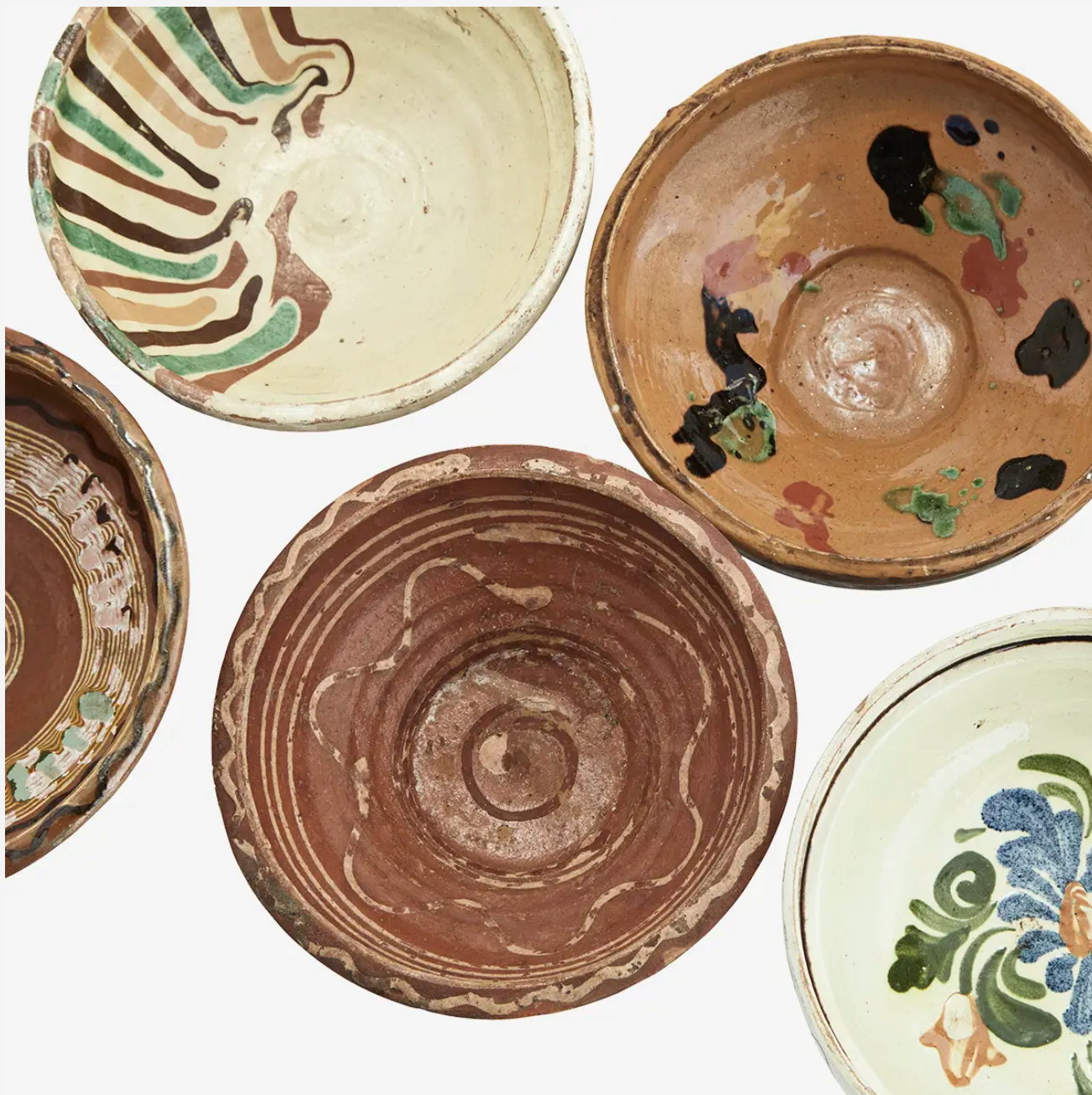 Gjenbrukt terrakottaskål - Ulike mønster og farger