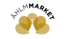 Logotyp för Ählmarket med en guldfärgad fjäril.