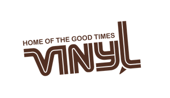 Logotyp för Vinyl, med texten 'Home of the good times'.
