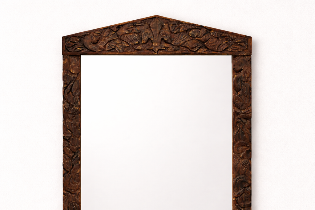 Anonymous - Brown Hand-Carved Wooden Mirror