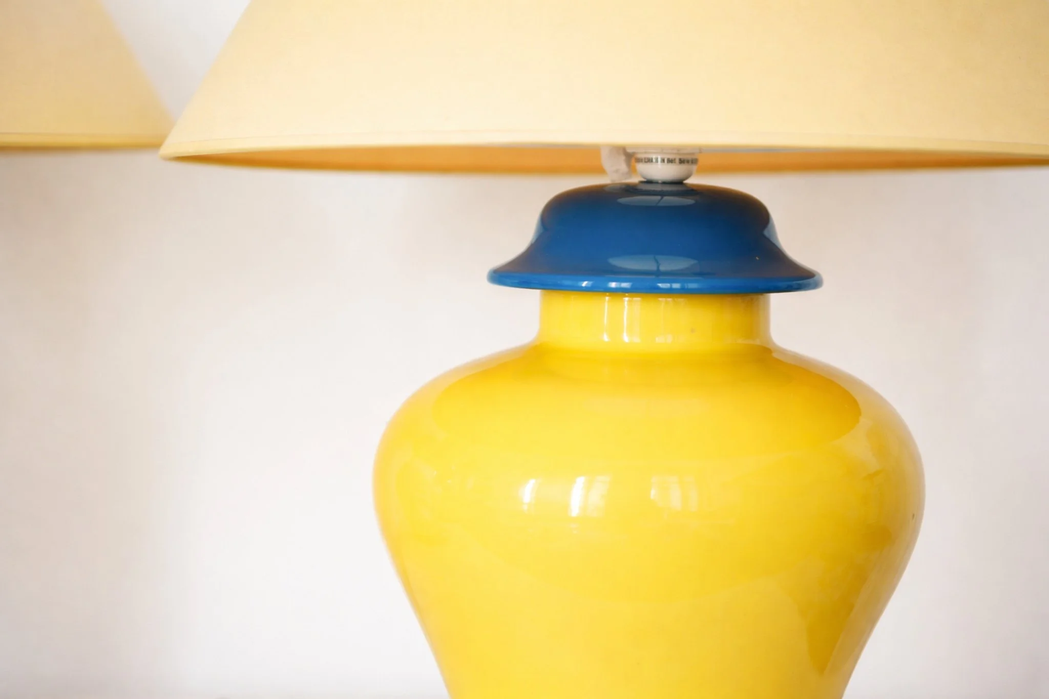 Pair of ceramic lamps yellow & Blue 3.jpg