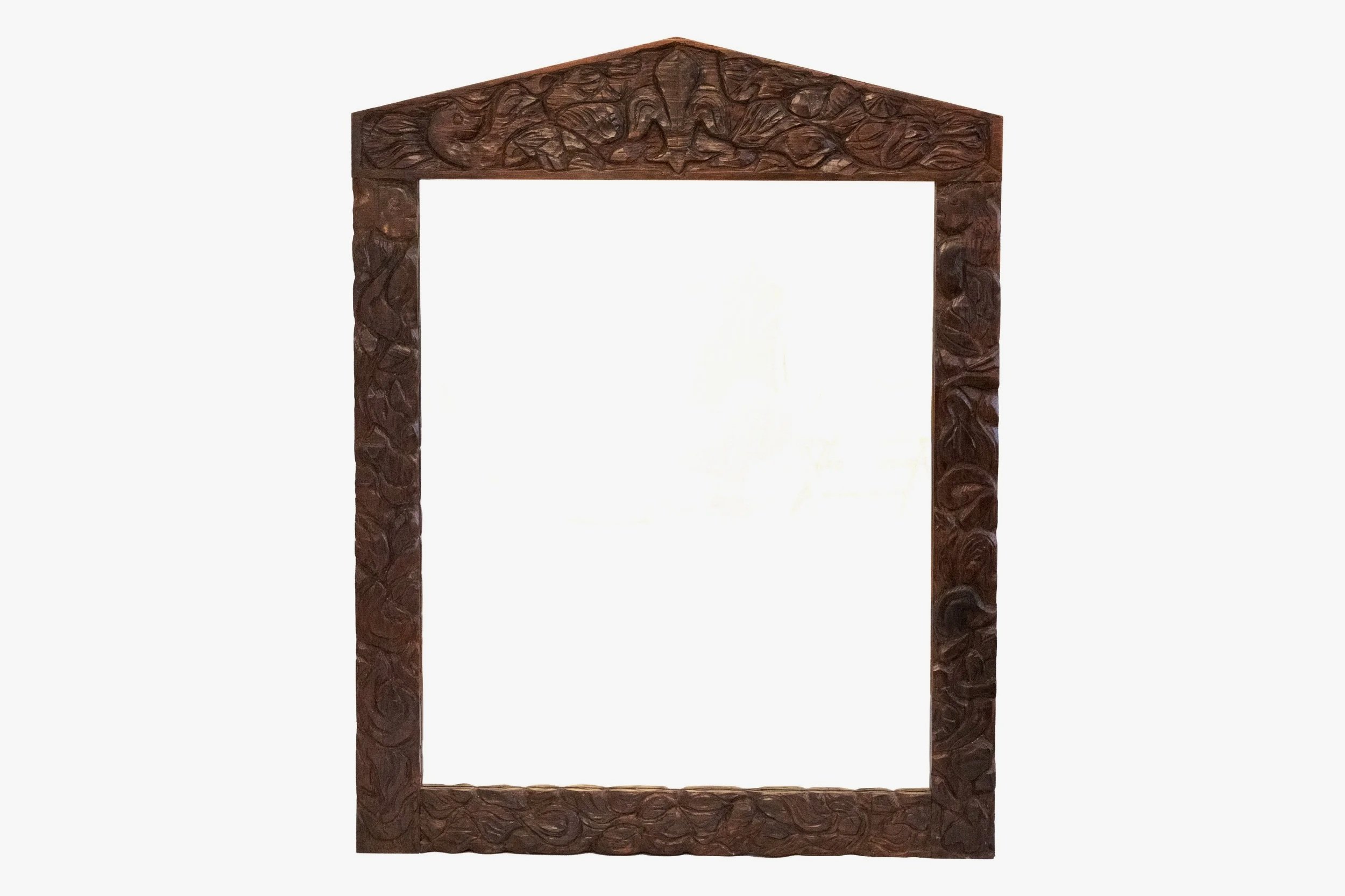 Anonymous - Brown Hand-Carved Wooden Mirror