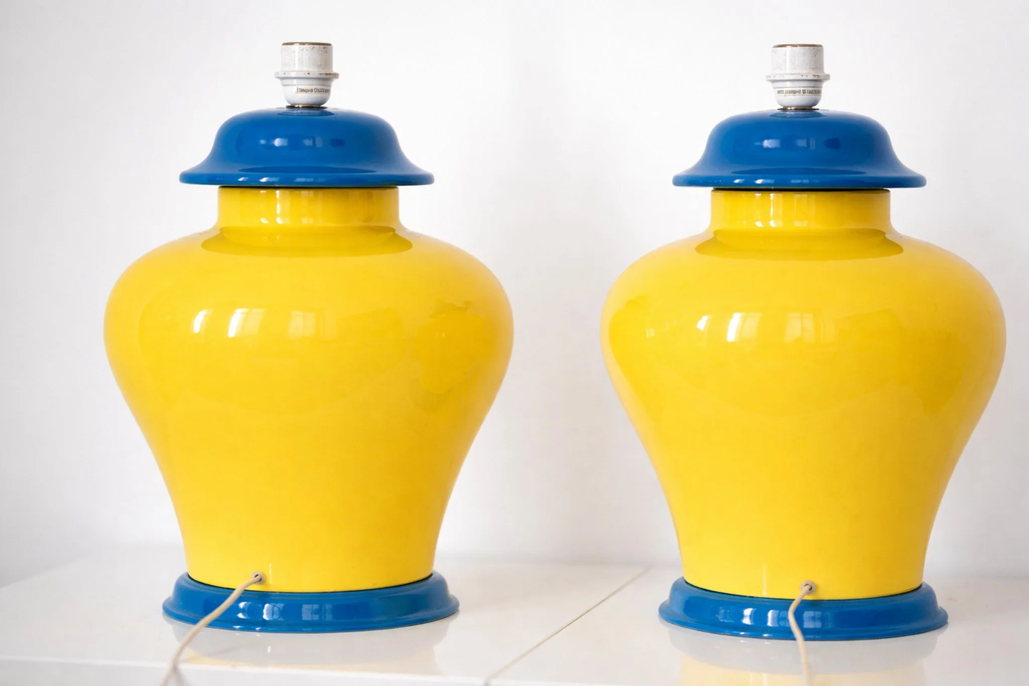Pair of ceramic lamps yellow & Blue 6.jpg