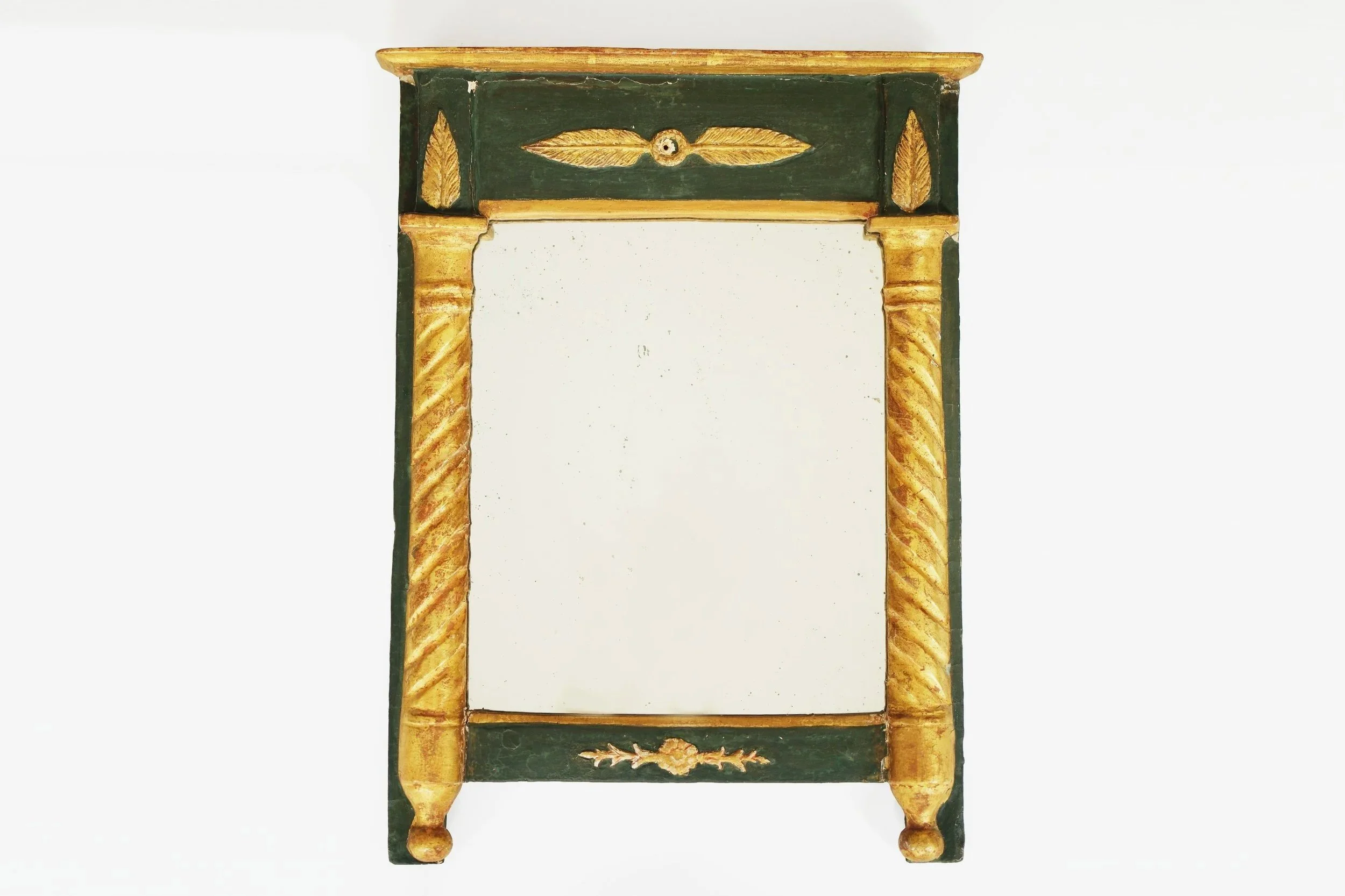Anonymous - Rectangular Mirror in Green Lacquered & Gilded Wood