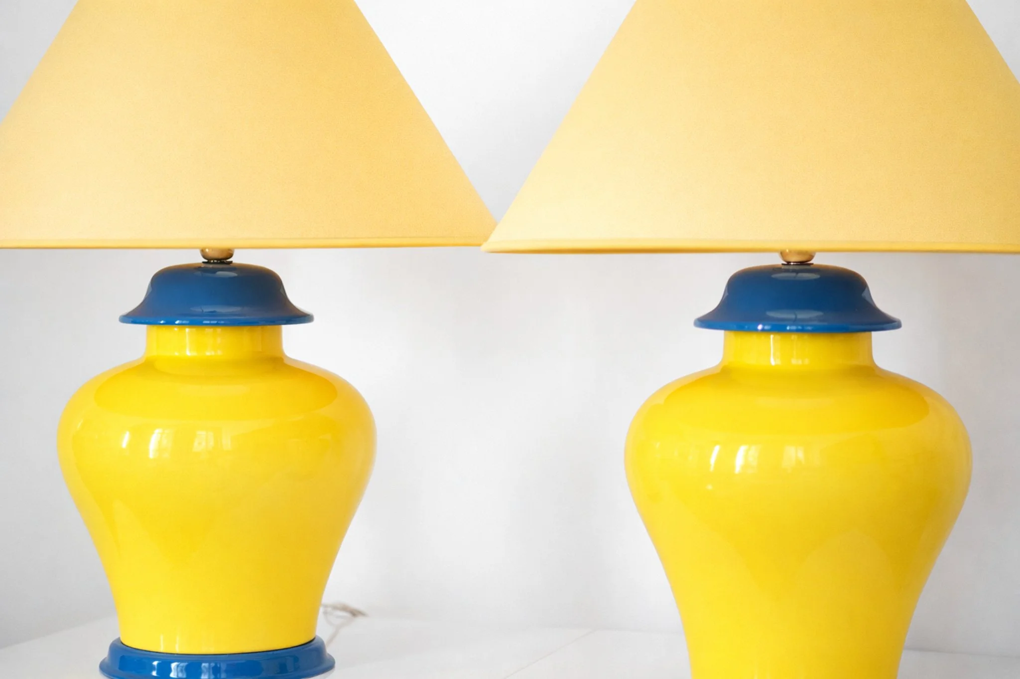 Pair of ceramic lamps yellow & Blue 4.jpg