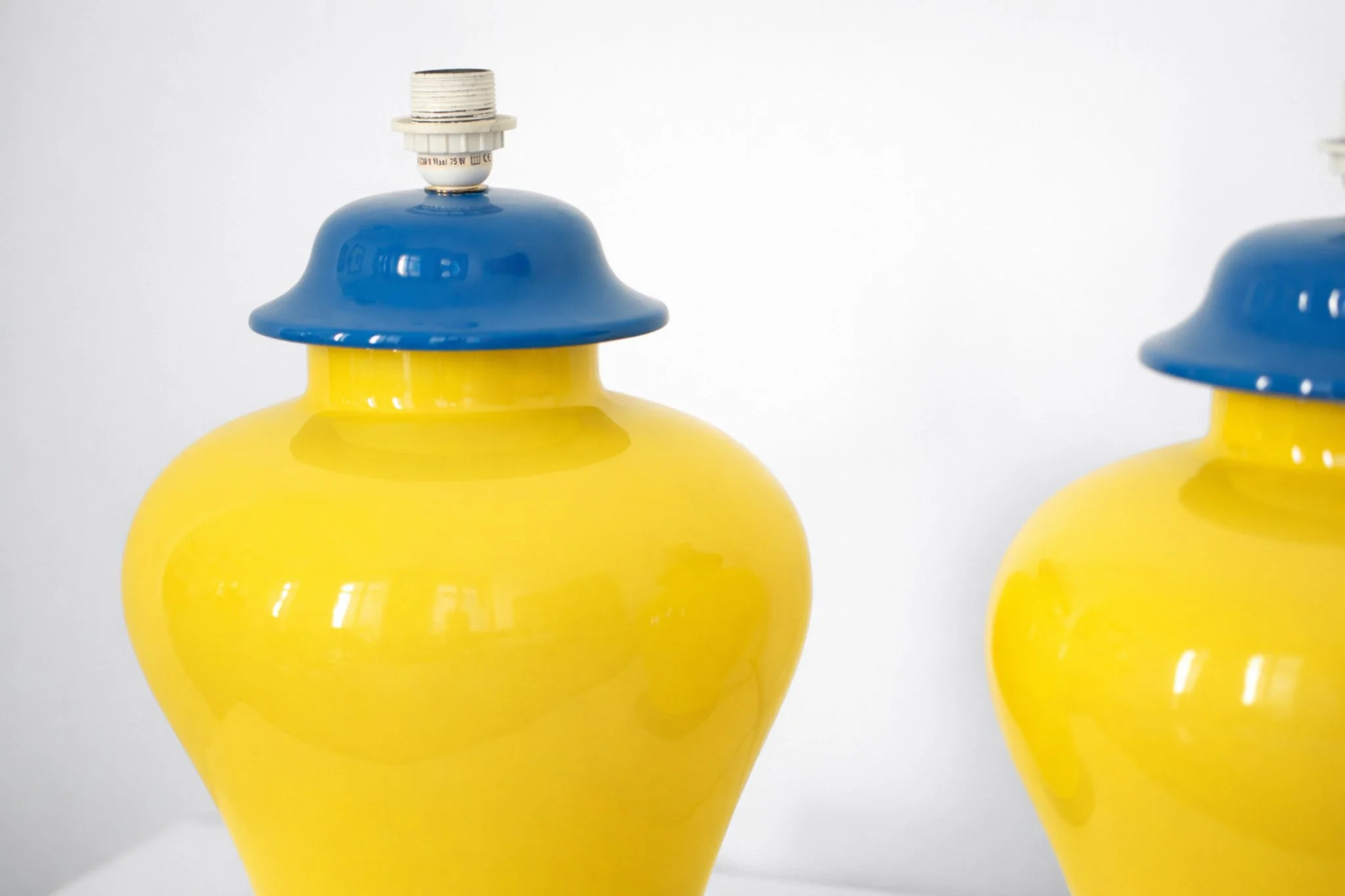Pair of ceramic lamps yellow & Blue 5.jpg
