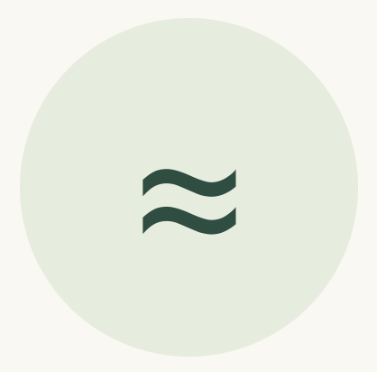 Abstract icon with two wavy lines inside a light green circle.