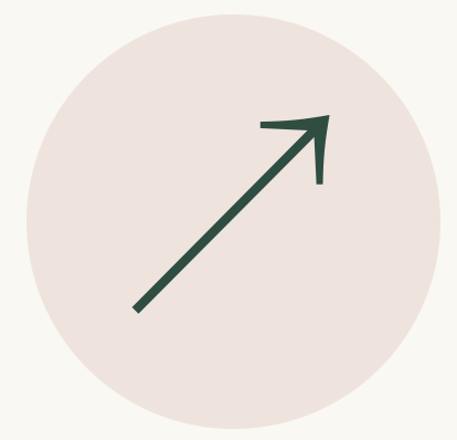 An upward trending arrow inside a beige circle.