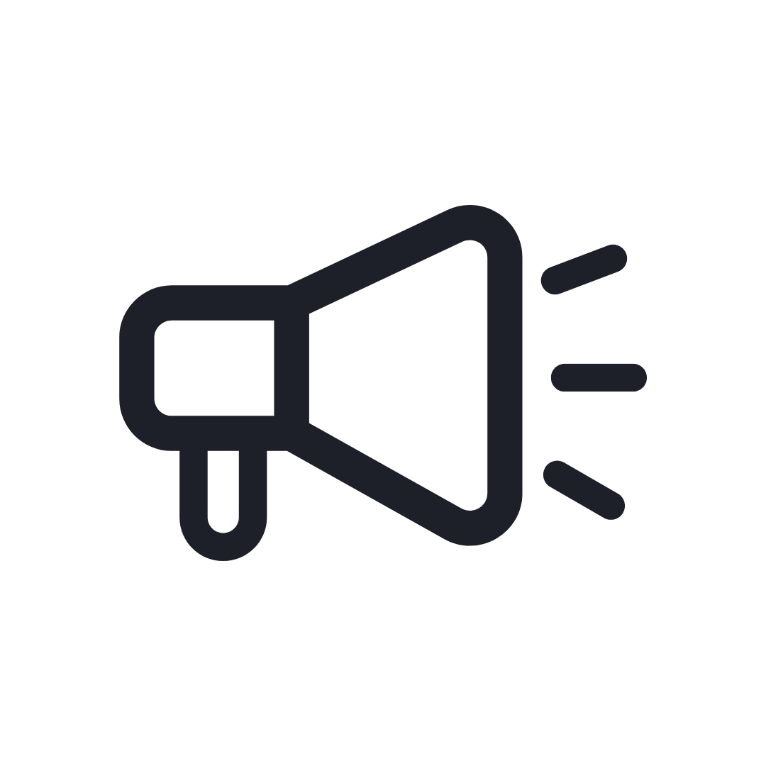 Icon of a megaphone with lines indicating sound or noise.