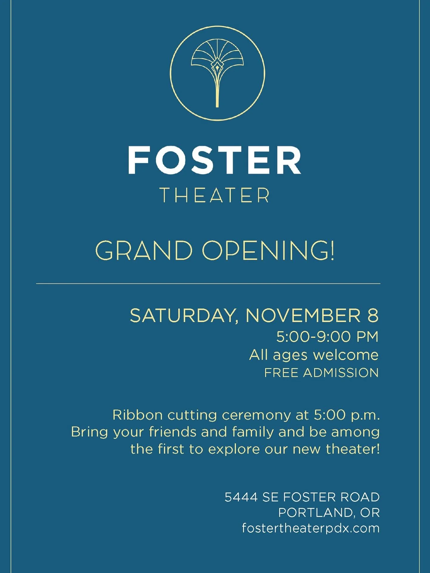 This is an exciting moment for Foster!👏🏽 Celebrate the Grand Opening of @fostertheaterpdx this Saturday!🎗️✂️🎉

November 8
5-9pm
All ages, free!

#sefoster #fosterroad #pdxperformance #pdxperformingarts #pdxtheater #pdxdance