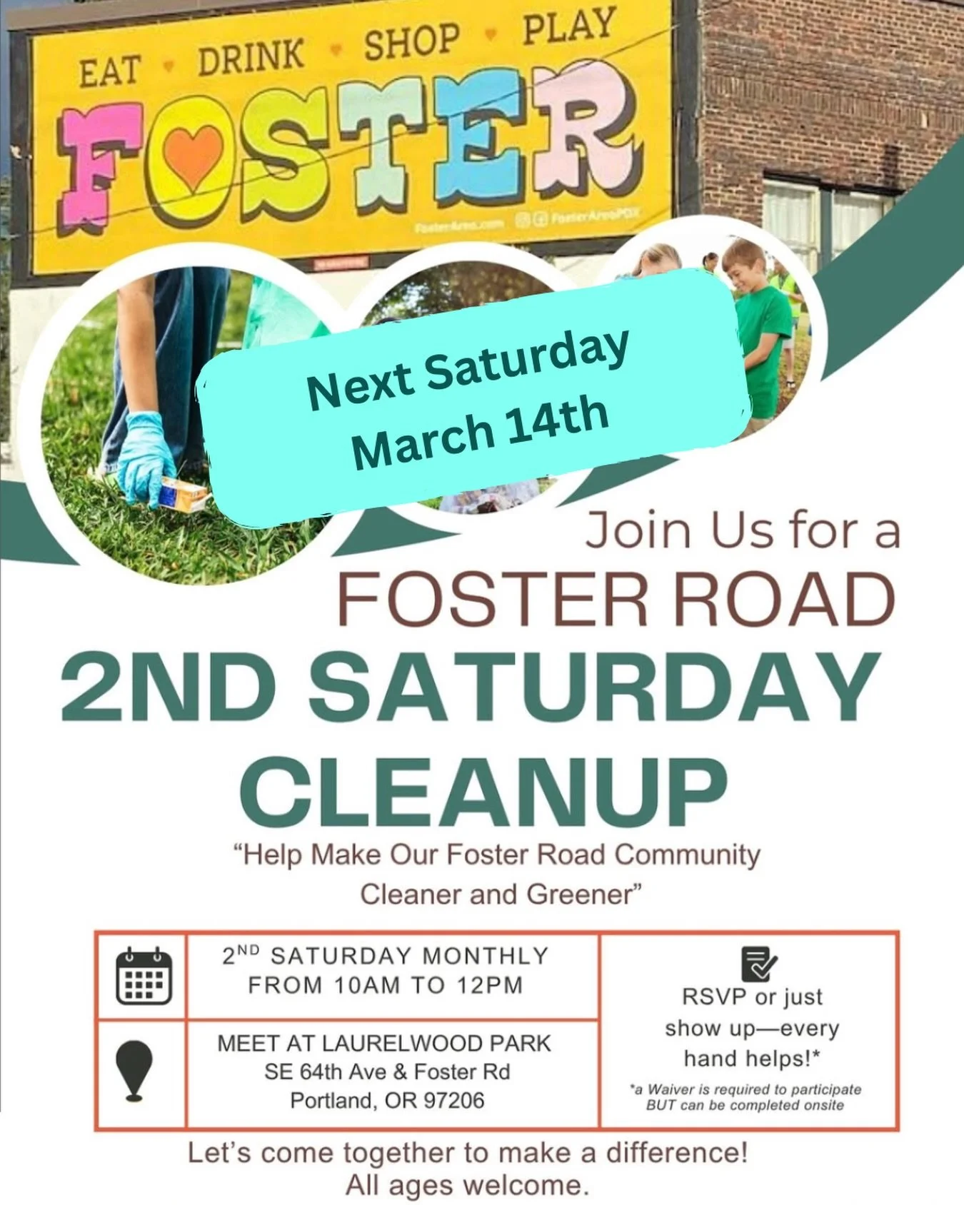 Come out and GROW our community together in making Foster a more beautiful place to gather and share in life with each other.

No matter if it is your first time coming out or you&rsquo;ve been here from the beginning, come join together with neighbo